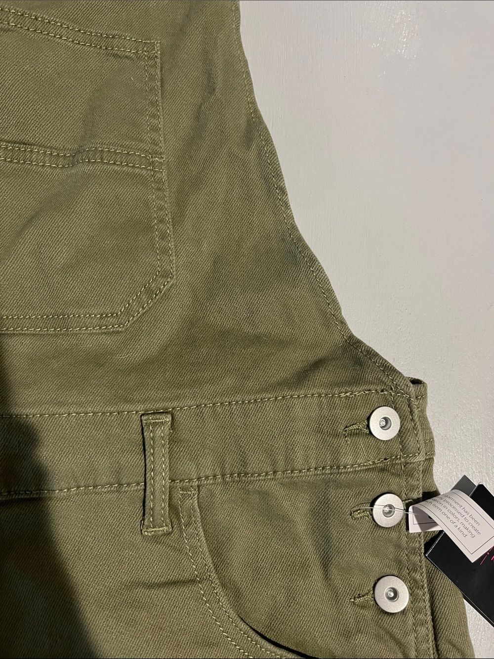 No Boundaries Olive Green Short Overalls - Picture 7 of 14